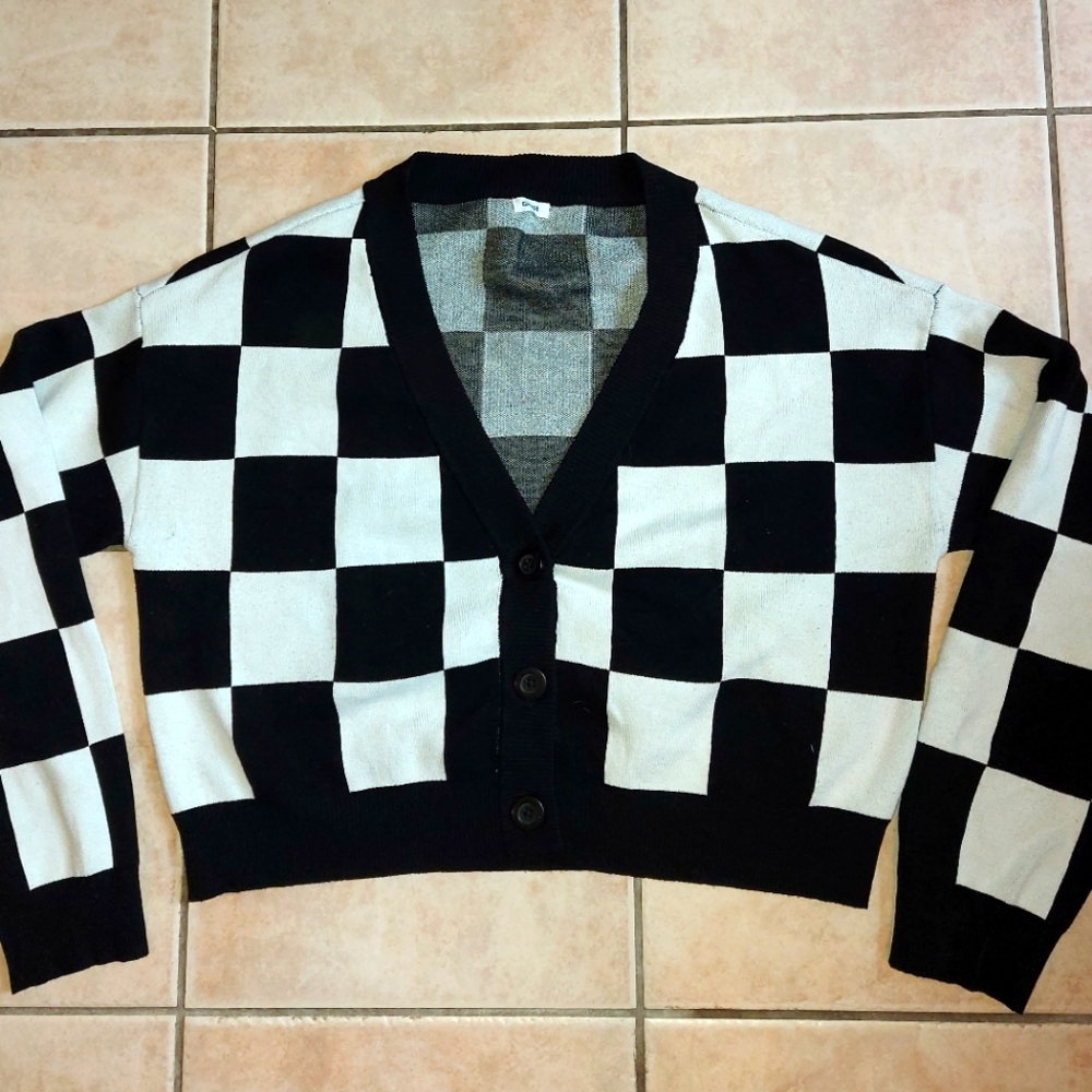 Garage | Cropped checkered cardigan- M